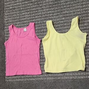 Y2K Pink US THREE Y2K‎ Yellow Tank Tops M flaw